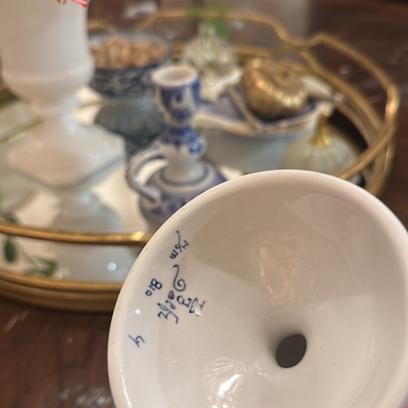 Delft Candleholder Pair - Picture 4 of 6